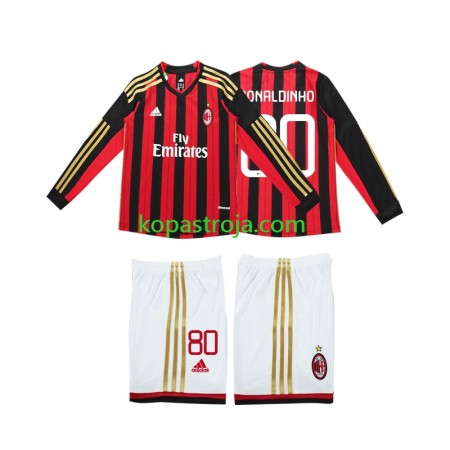 Billiga Fotbollströjor AC Milan RONALDINHO 80 2013 2014 Retro Barn Hemma tröja Långärmad